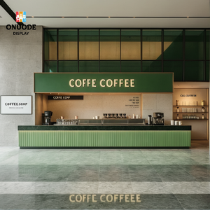 Mostrador de Barra de Cafetería de Mármol Personalizado con Iluminación LED, Muebles de Madera para Cafetería, Vitrina de Exhibición para Panadería, Diseño Completo para Tienda - Product Image 3