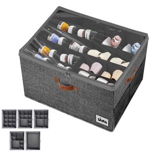 Boîte de rangement pour chaussures en tissu Oxford réglable avec couvercle transparent empilable - Product Image 2