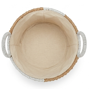 Panier de rangement en corde de coton tressé vertical style bohème color block avec poignées pour la décoration esthétique de la chambre et de la maison - Product Image 3