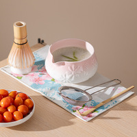 Ensemble d'accessoires pour bol à matcha coloré de style japonais, fouet, support, 6 pièces, coffret cadeau, ensemble de bols à thé en céramique pour café