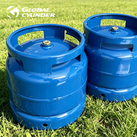 Bouteille de gaz GPL en acier GLOBAL de 6 kg, pression 34 bars, diamètre 300 mm, épaisseur de paroi 2,0 mm/2,3 mm, pour usage domestique en Afrique
