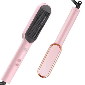 1000w hot air brush hair straightening comb ceramic detangling electronic hair brush straightener