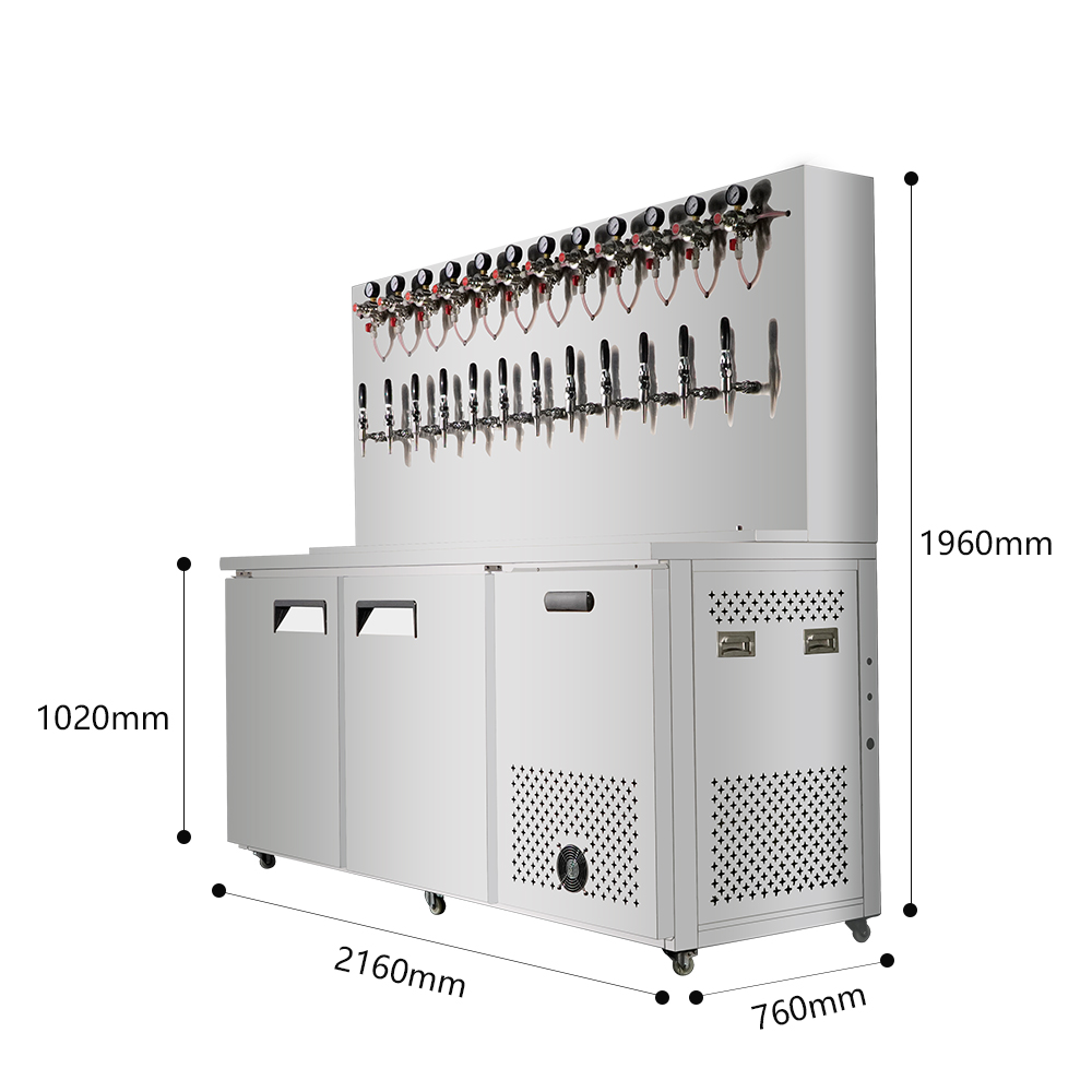 Kegerator 12 robinets en acier inoxydable avec fixation murale