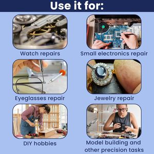Set di cacciaviti di precisione per gioielli con 5 lame di ricambio extra per riparazione di orologi, riparazione di occhiali, lavori di gioielleria, elettronica - Product Image 6