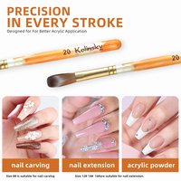 Nouveau Pinceau à ongles professionnel pour manucure et gel, à pointe en cristal, avec poils en nylon et 5% Kolinsky, manche en bois, pour nail art