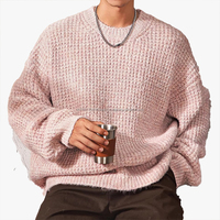 Pull ras du cou rétro Cleanfit pour homme, style décontracté, motif ananas, en coton épais tricoté, doublure en polyester imprimé numériquement