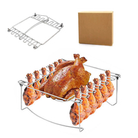 Support de cuisson pliable 3-en-1 innovant en acier inoxydable pour fumoir, barbecue et rôtissoire, idéal pour cuisses et ailes de poulet