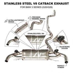 ระบบท่อไอเสียแบบ Catback Vortex Valvetronic สำหรับ BMW ซีรีส์ 3 รุ่น G20 G28 325i 330i B48 2.0T SS304 ชุดแต่งเพิ่มสมรรถนะสำหรับการแข่งขัน - Product Image 1