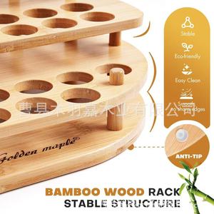 Support de rangement pour pinceaux en bois avec porte-bouteille, organisateur de bureau pour fournitures artistiques, présentoir multi-niveaux en bois massif - Product Image 4