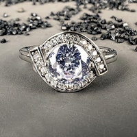 Bijoux fins GRA Elegance unisexe 925 argent VVS Moissanite mauvais oeil bleu torsion cluster anneau passe diamant testeur Test pour les femmes