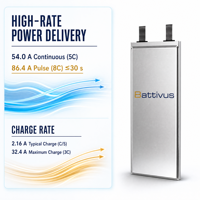 Battivus SA08 3.4V 11.05Ah NMC Pouch Cell 345Wh/kg 5C Kontinu 8C Pulsa 3C Pengisian Cepat VTOL UAV FPV Daya Tahan Lama Li-Po