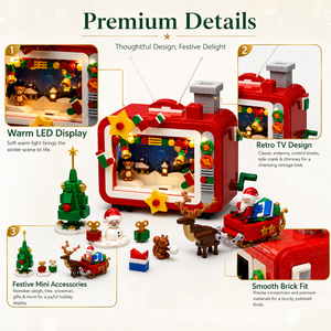 Ensemble de blocs de construction <span class=keywords><strong>LED</strong></span> rétro <span class=keywords><strong>TV</strong></span> de Noël 626 pièces, modèle de scène lumineuse pour les fêtes, jouet pour enfants, décoration festive pour la maison, cadeau en gros - Product Image 5