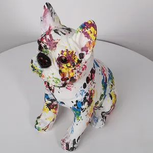 高品质牛头犬狗雕像，树脂工艺品雕刻艺术动物装饰法国斗牛犬家居装饰