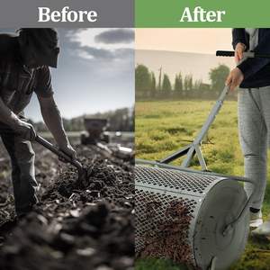 Esparcidor de compost de 27 pulgadas para césped y tierra vegetal de jardín con mango ajustable Esparcidor de rodillos de metal para patio - Product Image 2