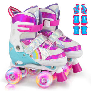 Patins à roulettes sportifs à <span class=keywords><strong>4</strong></span> <span class=keywords><strong>roues</strong></span> en PU avec lumières, patins à roulettes quad à <span class=keywords><strong>vendre</strong></span> avec <span class=keywords><strong>casque</strong></span> et protection combinés - Product Image 3