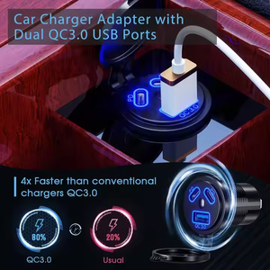 Chargeur de voiture USB type C à double port <span class=keywords><strong>Prise</strong></span> de courant rapide 12V étanche avec 3 ports de charge - Product Image 4