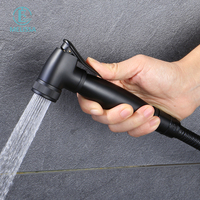 Melissa Brass Ensemble de bidet thermostatique mural moderne noir avec douchette à main et robinet chaud/froid pour baignoire