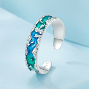 925 Sterling-Silber Regenbogen <span class=keywords><strong>Aurora</strong></span> Sternring Der kleine Prinz und die Fox Öffnungsringe für Damen bunte stapelbare Party-Anillo SCR1021 - Product Image 2