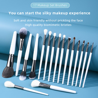 Ensemble de pinceaux de maquillage professionnels de qualité OEM, 17 pièces, pinceau de luxe pour fond de teint, anticernes, visage, manche en bois, poils synthétiques