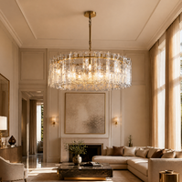 Lustre en laiton à 20 bras avec verre martelé et éclairage LED pour salon, hôtel, villa - Vente en gros