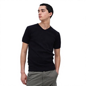 New Trend Men's Casual Summer Solid Knitted Sweatproof Regular Fit V Neck Short Sleeve T-<b>Shirt</b> Underarm Sweat <b>Pads</b> - Product Image 2