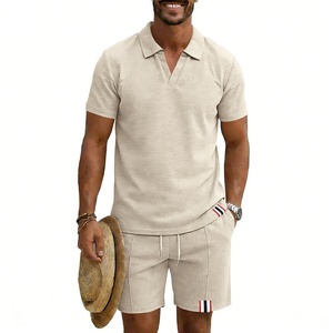 Ensemble décontracté <span class=keywords><strong>homme</strong></span> <span class=keywords><strong>été</strong></span> 2026 en 100 % polyester avec étiquette tissée, polo à manches courtes et short – Vêtements pour hommes - Product Image 3