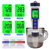 5 en 1 PH température TDS EC compteur de salinité rétro-éclairage numérique étanche qualité de l'eau PH testeur pour piscines eau potable