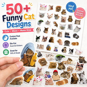 Pegatinas de Vinilo Personalizadas con Diseño de Gato Divertido, Resistentes al Agua, Recortadas, para Laptop, Botella de Agua, Teléfono, Equipaje - Product Image 5