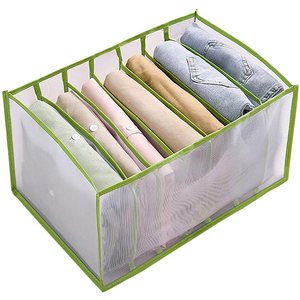 <span class=keywords><strong>Organisateur</strong></span> <span class=keywords><strong>de</strong></span> rangement portable et pliable à cinq couches <span class=keywords><strong>en</strong></span> plastique, avec <span class=keywords><strong>grille</strong></span> <span class=keywords><strong>de</strong></span> rangement visible, pour tiroirs <span class=keywords><strong>de</strong></span> vêtements, jeans et pantalons dans la garde-robe - Product Image 2