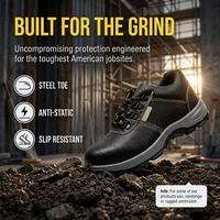 Chaussures de sécurité en cuir gaufré confortables, résistantes à l'huile, avec embout en acier et anti-perforation, style Oxford, pour l'extérieur, vente en gros
