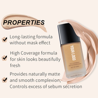 Vente en gros de cosmétiques de haute qualité, marque privée, fond de teint mat correcteur, maquillage, teint pour la peau, fond de teint à couverture complète