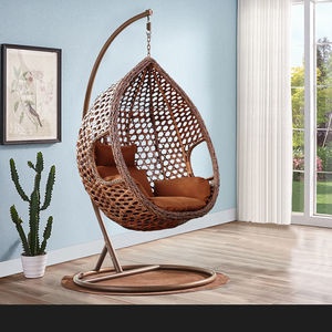 <span class=keywords><strong>Silla</strong></span> <span class=keywords><strong>Colgante</strong></span> <span class=keywords><strong>Tipo</strong></span> Huevo de Mimbre y Ratán para Jardín, Patio o Terraza, con Base Metálica Resistente y Ecológica, Personalizable para Exteriores - Product Image 5