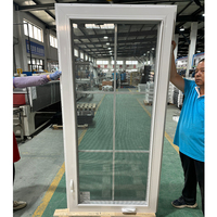 Ventana Abatible Grande de Vinilo Blanco, Ventanas de Manivela de UPVC Duraderas con Rejillas de Vidrio de PVC, Estilo Americano, Venta al por Mayor de Fábrica