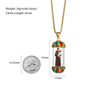 Pendentif miniature 3D personnalisé Saint Antoine, en acier inoxydable 316L, collier protecteur des objets perdus pour cadeaux dévotionnels - Product Image 3