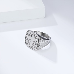 Hot Selling 18K Gold Plated Fashion Jewelry Religious <b>Crystal</b> Rhinestone Studded Stainless Steel Cross <b>Ring</b> for Men Wedding Gift - Product Image 6