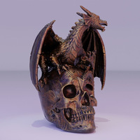 Nouveau Dragon Volant pour Statue de Crâne SKB67 Résine Artisanat Ornement Décoration De Jardin et Sculpture De Bureau