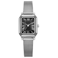 Montre élégante pour étudiante à cadran rectangulaire rétro, montre à quartz pour femme haut de gamme avec bracelet en maille d'alliage, vente en gros disponible