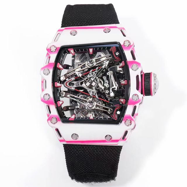 Golf Inspired Tourbillon Skeleton V Bridge Hand Wind Mechanical Watch Ergonomic Carbon Case Unisex Luxury Timepiece Watch