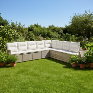 Ensemble de canapés de jardin en rotin beige, 10 places et plus, mobilier d'extérieur au design contemporain, pieds réglables - Product Image 2