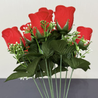 Bouquet de roses rouges artificielles au toucher réel, fleurs artificielles pour la décoration de table, décoration de mariage et arrangements floraux pour la maison, cadeau pour la Saint-Valentin
