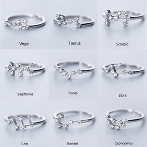 Design squisito segno zodiacale anello <span class=keywords><strong>donna</strong></span> anello di diamanti personalizzato zircone zodiaco anello aperto nuovi e unici prodotti per feste - Product Image 2
