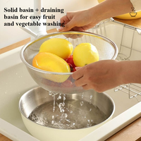 Ensemble de bols à salade en acier inoxydable de 1300 ml, 2100 ml et 2500 ml, design mignon, écologique et durable, pour une utilisation en cuisine