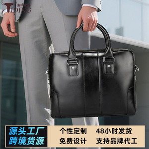 Tiding Men's Business <b>Briefcase</b> Genuine Leather Laptop Bag Black Brown Durable Crossbody Shoulder Bag for Business Travel - Product Image 5
