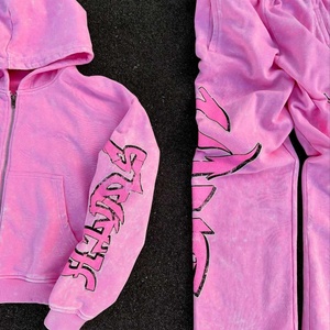 Sudadera con Capucha Holgada de Algodón, Estampada Personalizada al por Mayor, Bordada, Desgastada, con Cremallera, Estilo Antiguo, Moderna - Product Image 3