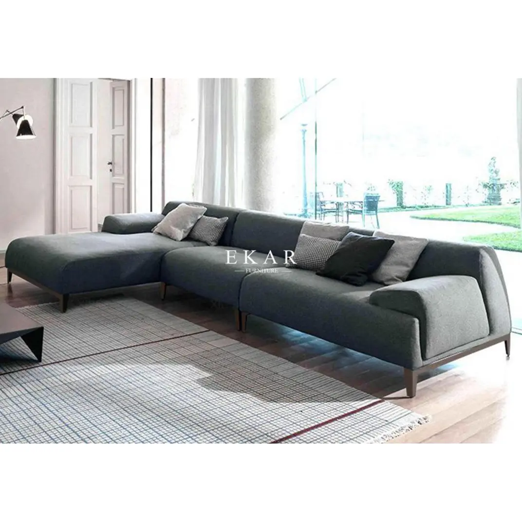 Desain baru sofa kain mewah terbaru gaya Modern murah dan Set Sofa bersekat kain furnitur grosir sofa hitam