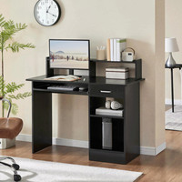 Bureau d'ordinateur compact blanc avec tiroir, table d'étude pour PC, bureau à domicile avec étagère, montage facile