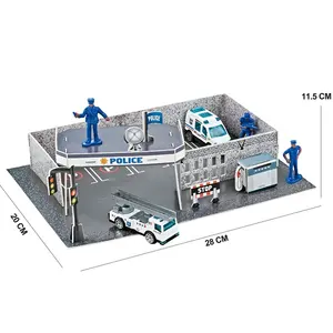 Newest Puzzle 3D Paper Model Set With Police Diecast Car Educational Police Puzzle Toy Set Toy Children 25pcs