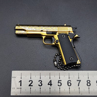 Modèle de pistolet jouet 1911 en métal, porte-clés, échelle 1:3, 7,0 CM, mini pendentif de collection, poignée en bois, argent brillant, cadeau pour garçon