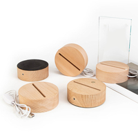 Lampes rondes longue bande supports de veilleuse USB hêtre lumière Bases interrupteur Bases USB chambre 3D éclairage Base lampe décor à la maison