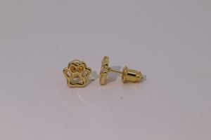Pendientes de Botón Clásicos Vintage de Tianyu Gems para Mujer, Hechos de Latón Chapado en Oro con Diseño de Pata de Gato Calada - Product Image 2